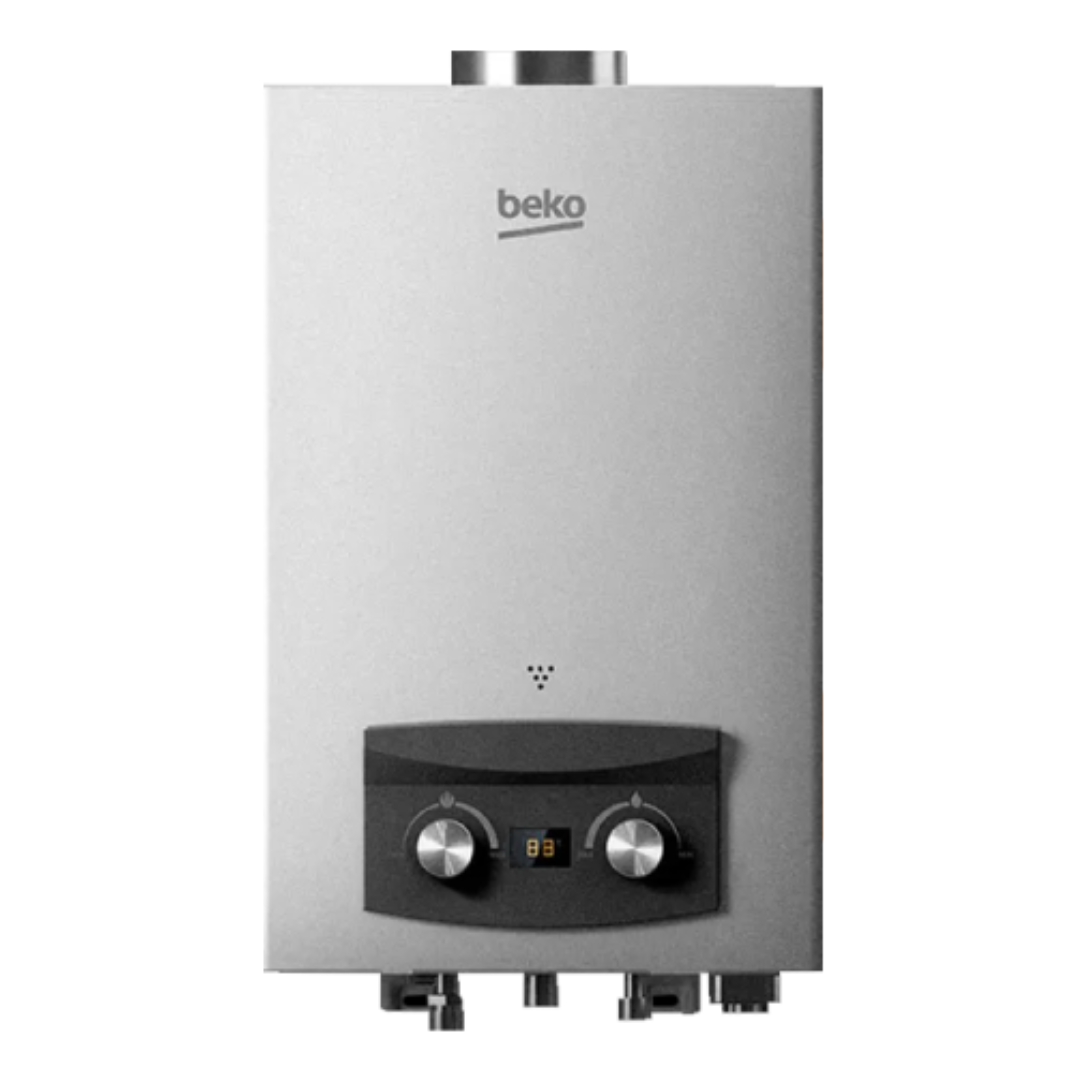 ⁦سخان بيكو غاز 10لتر سلفر ديجيتال بمدخنه شاحن BGWH10LS⁩ - الصورة ⁦1⁩