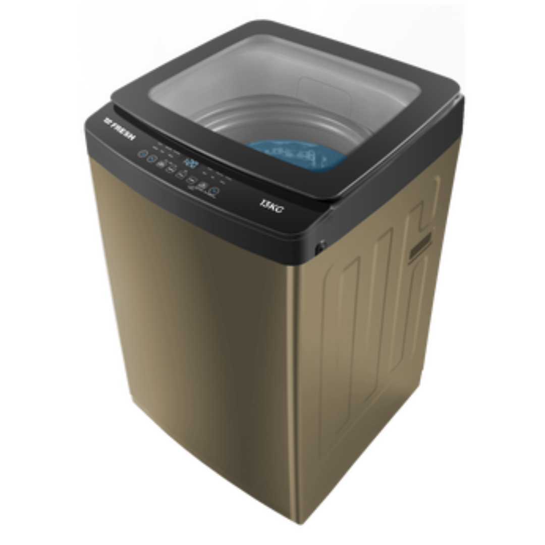 fresh_top_load_automatic_washing_machine_13_kg_gold_steel.png غساله فريش فوق اوتوماتيك 13كيلو جولد ستيل باب هيدروليك - الصورة 1
