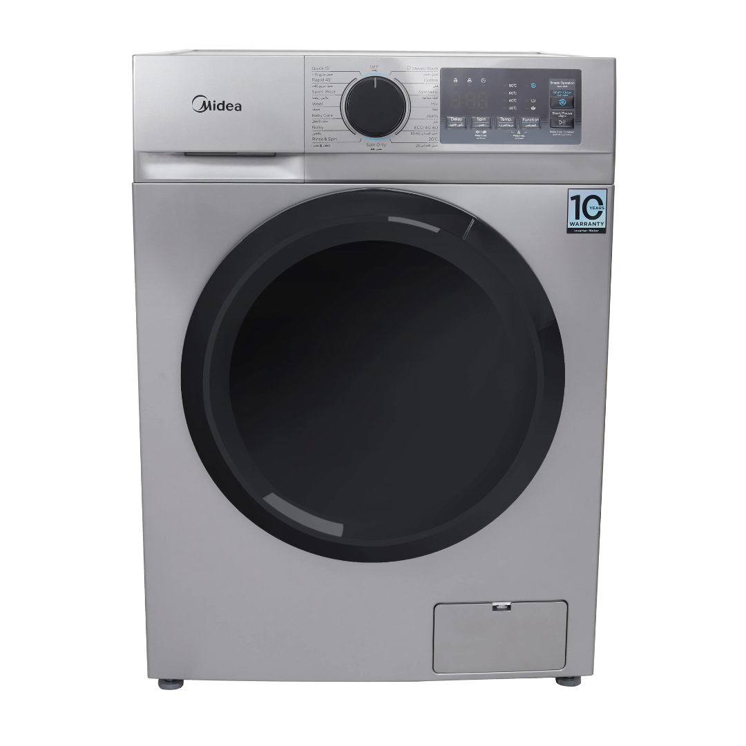 ⁦غساله ميديا اوتوماتيك 8كيلو 1400لفه سلفر انفرتر بخار MFN09W80BS⁩ - الصورة ⁦1⁩