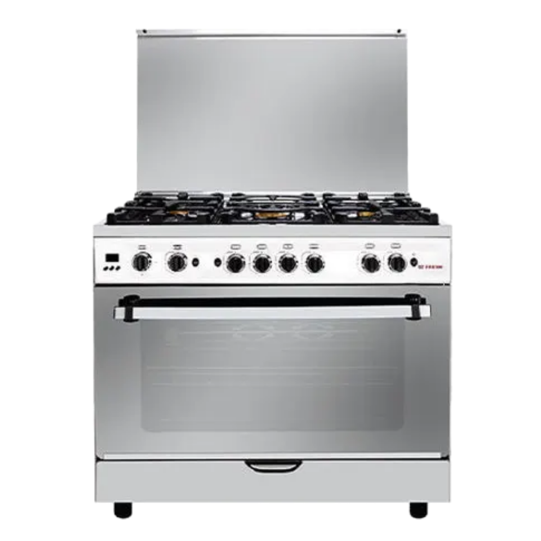 ⁦بوتجاز فريش 5شعله 90سم هاى كاست ستانلس ديجيتال مروحه تايمر كبايات كود 17080⁩ - الصورة ⁦1⁩